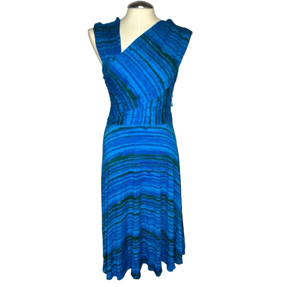 NWT Plenty Tracy Reese Jersey Dress Sleeveless Blue Striped Anthropologie Size L